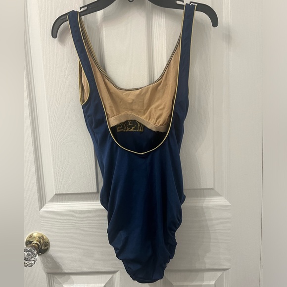 Anne Klein Vintage Navy with Gold Trimmings One Piece Bathing suit - Picture 7 of 12